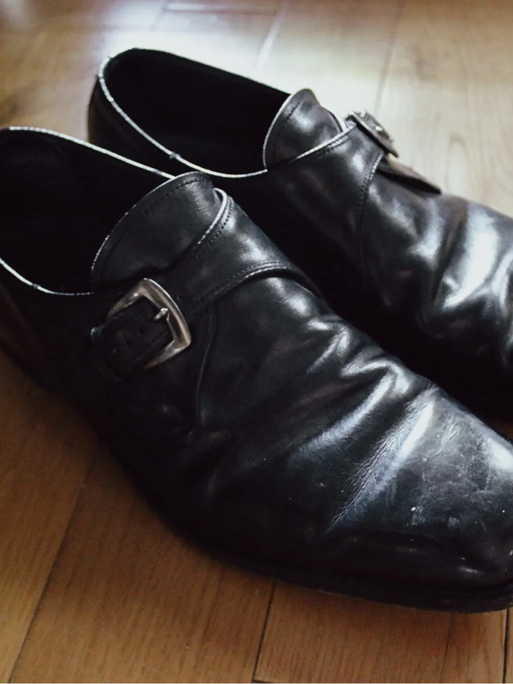 Vintage Wright Black Leather Monkstraps